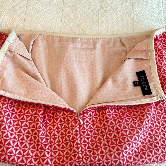 Talbots Eyelet Pencil Skirt Warm Pink and Ivory Lined Plus size 18W Petite - Picture 13 of 16